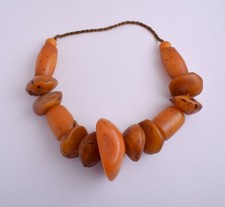 GRANDE perles anciennes africaines marocaines ambre brins-RESINE-FAUX ambre- ...