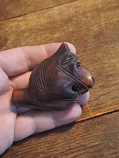 Ancien Fourreau De Pipe Bois Sculpté St Claude Bruyère Forme Cheval 