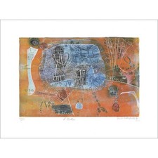 HASEGAWA Shoichi - Gravure originale et méthode Hayter "L’Île bleue" 58x76cm