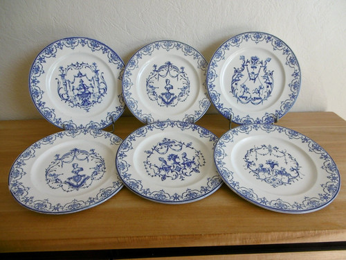 Six assiettes plates faience - assiettes,