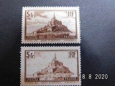France 1929 N° 260 Type 1 et 2 Mont st Michel 5f Neuf sans Charnière Luxe.