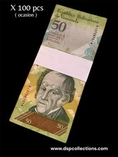Liasse billets Venezuela 50 Bolivars 2007 2015, P-92, x100 Banknotes occasion!