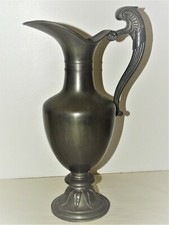 BELLE ANCIENNE GRANDE AIGUIERE en étain XXe OBJET DECO COLLECTION VASE VITRINE