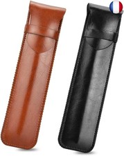 CODIRATO 2Pcs Porte-Stylo en Cuir PU Étui Stylo Cuir Portatif Pochette 