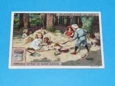 CHROMO 1910 LIEBIG SERIE 990 PLAISIRS D'ETE ENFANTS AU PARC CHATEAU SABLE CHIEN