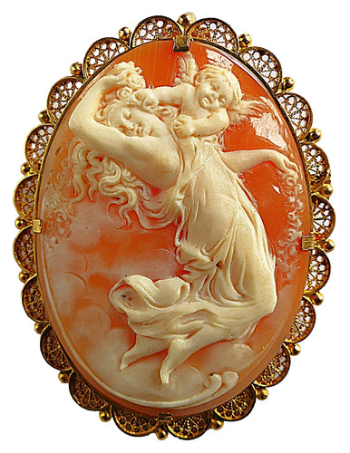 Camee coquillage broche - camee,