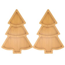  2 PCS Assiette En Bois Multi-grilles Plateau De Bonbons Service Noël
