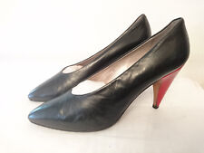 Escarpins Haut de gamme - Cuir "Noir" et Talon "rouge" -  I.BOSSI  --  T. 39,5