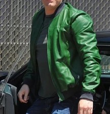 Blouson cuir bomber vert homme pure peau d'agneau taille S M L XL XXL 3XL...