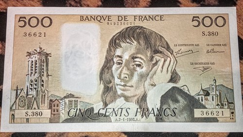 Billet 500 francs pascal - billet,