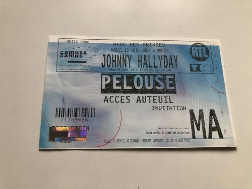 Johnny hallyday billet ticket - billet,
