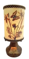 Lampe Accolay résine Et céramique vintage années 60 décoré De fleurs  papillons 