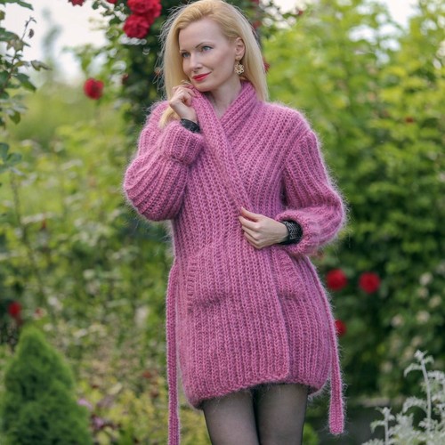 Purple long cardigan shawl