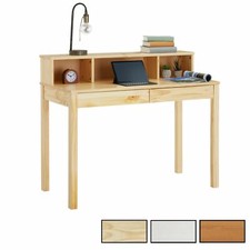 Bureau table de travail avec 2 tiroirs et 3 niches en pin massif