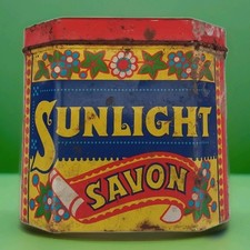 Superbe ancienne boîte en métal savon sunlight
