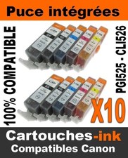 x10 cartouche compatible PGI525 CLI526 Canon Pixma MX885 ip4850 ix6550 PUCES