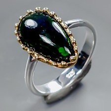 Superbe bague 3 ct opale noire