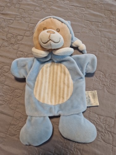Doudou ours bleu blanc - bleu,