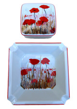 Air France Concorde Boite et Cendrier Coquelicot Michel-Henry Porcelaine Limoges