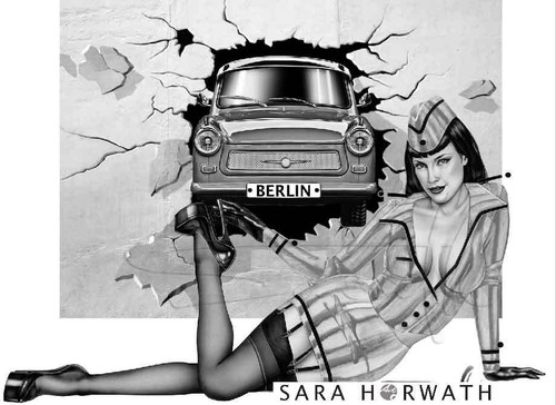 Military girl gdr car trabi - military,