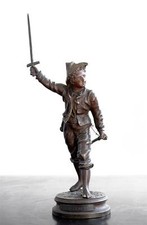 Futur général par Anfrie enfant à l'épée en bronze XIXème