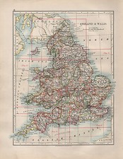 1904 Ancien Carte ~ Angleterre