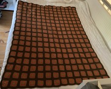 Jeté de lit Plaid Patchwork Couverture Laine Crochet Vintage 173 x 132 cm