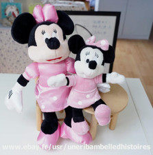 2 Peluches Minnie, Nicotoy, play by play, rose, 30 cm, 20 cm no Mickey