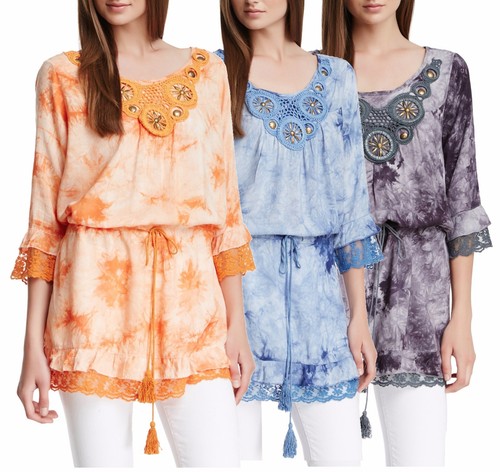 Style womens tie - dye, v-neck