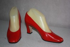 MINELLI Escarpins Vintage Tout Cuir Rouge Bouts Carrés T 37 BE