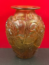 Très beau vase verre  pampre et feuilles de vigne, curieusement non signé 22 cm