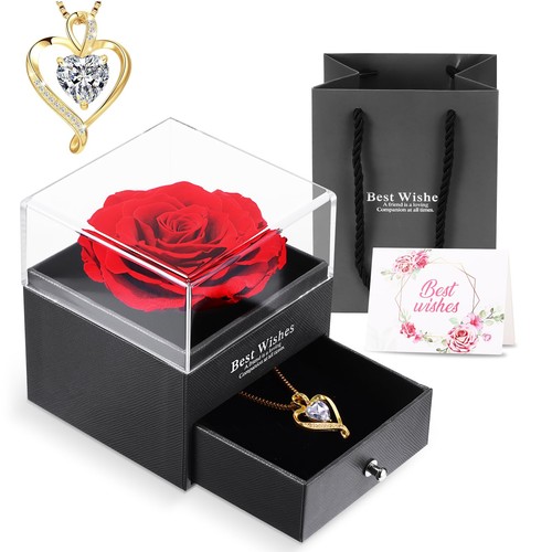 Rose eternelle avec collier - avec,