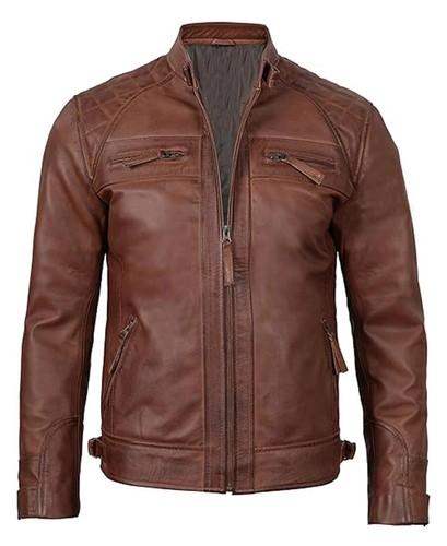 Veste motard marron - veste, pour