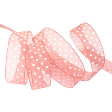 RUBAN ORGANZA ROSE A POIS