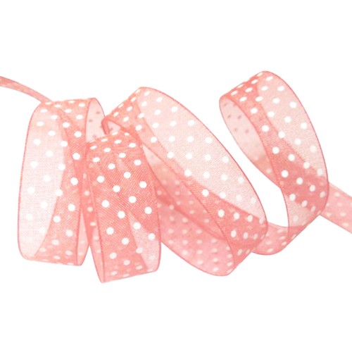 Ruban organza rose pois - a,
