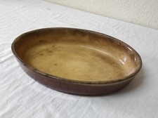 Ancien Plat en Terre cuite vernissée ovale pour cuisson au four  28 x 19 cm