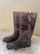 Bottes De Pluie Imprimé Python Noir Beige Rosé Taille 36/37