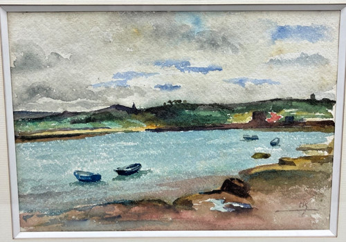 Aquarelle marine barques dans - aquarelle, marine,