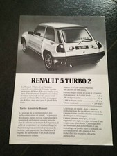  RENAULT 5 TURBO 2  RARE  dépliant catalogue  brochure publicitaire vintage C6 