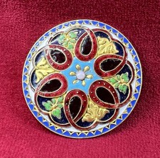 ENAMELLED BUTTON ANCIEN BOUTON EMAILLE EMAIL EMAUX CLOISONNES FLEUR DE LYS 19EME
