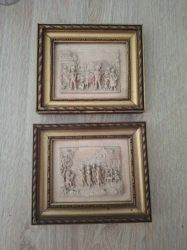 Paire tableaux bas relief - bas,