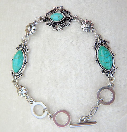 Bracelet argente turquoise - bracelet,