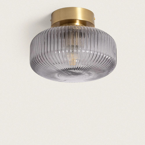 Plafonnier métal verre - plafonnier, et