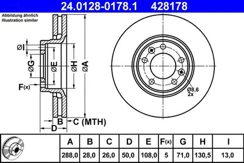 Disque frein ventilé - 2x,