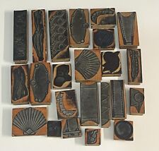 ensemble 23 ancien tampon en bois encreur tissus