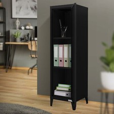 Armoire vestiaire de rangement haut en acier noir 3 compartiments bureau chambre