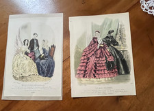 2 gravures anciennes, modes de paris, XIXème, 20 cm x 27 cm