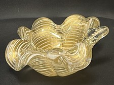 MURANO BAROVIER & TOSO VIDE POCHE /CENDRIER PAILLONS OR Vintage  XXe