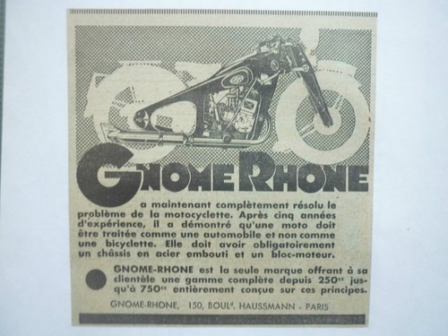1936 pub gnome - gnome-rhone, motos