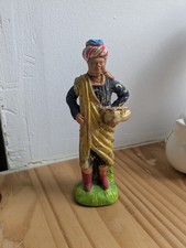 Ancien grand santon Bédouin africain chamelier crèche Jésus Noël Hauteur 15 cm